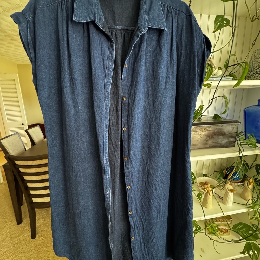 Old Navy Blue Casual Button Down Shirt Dress